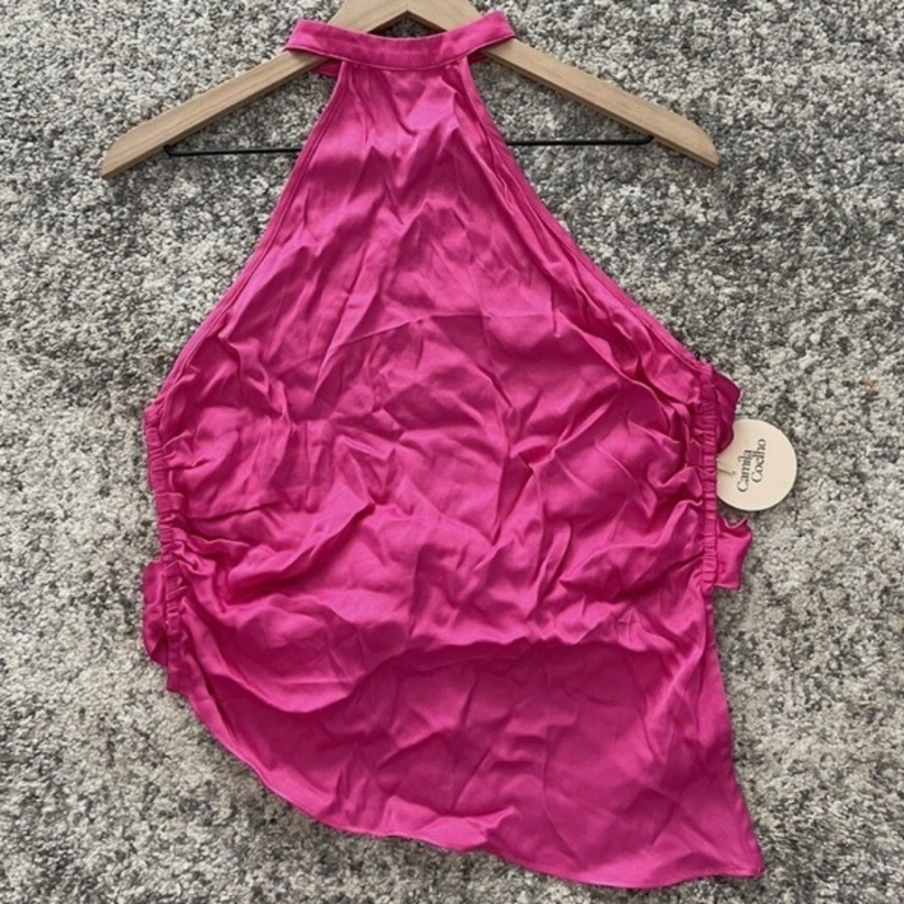 Camila Coelho Sleeveless Open Back Tie Halter Satin Style Pink XL